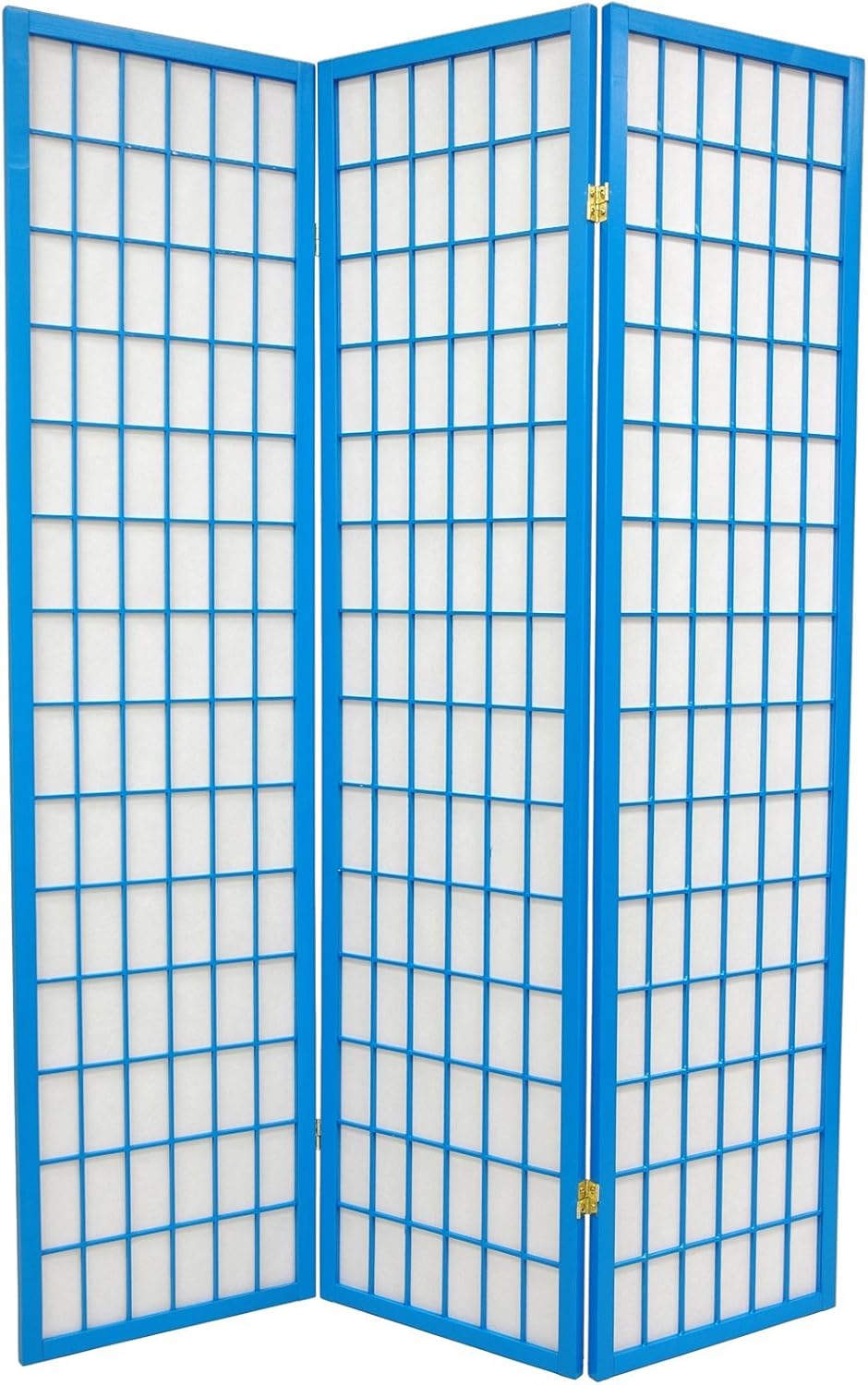 ORIENTAL Furniture 6-Feet Window Pane Japanese Shoji Folding Privacy Screen Room Divider, 3 Panel Azure Blue
