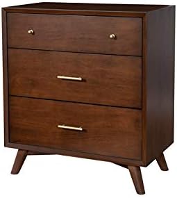 Allora Mid Century Wood 3 Drawer Accent Chest in Walnut (Brown)