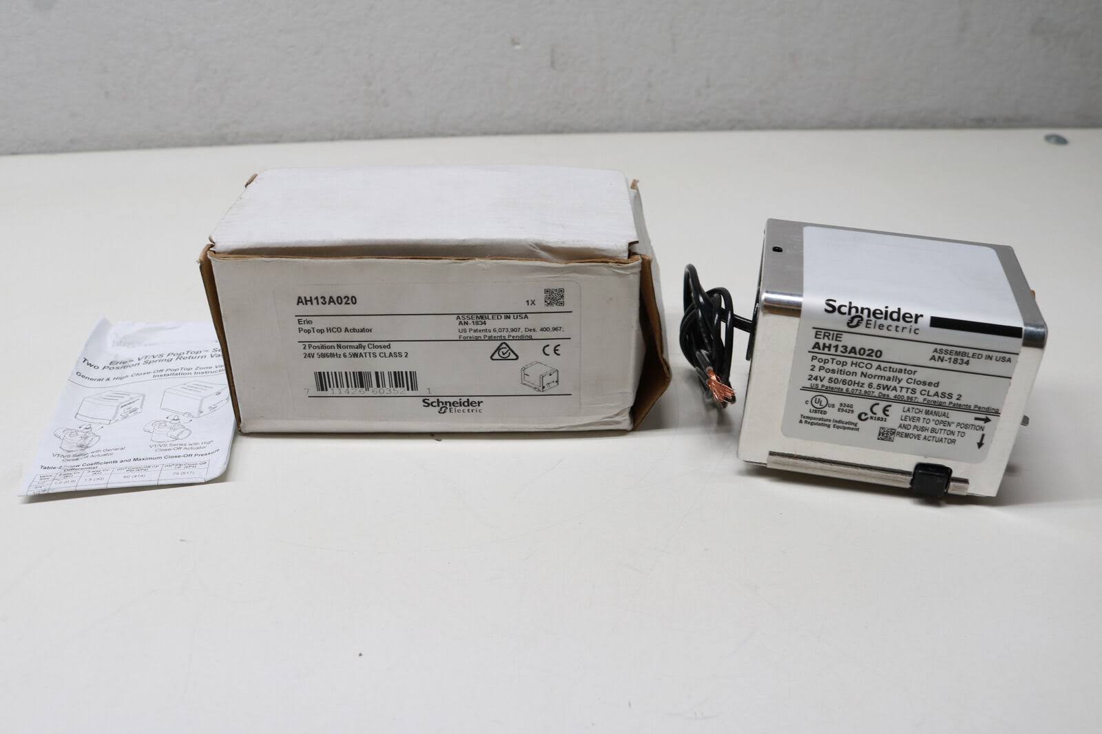 Erie AH13A020 24V Normally Closed PopTop Actuator w/ 18-inch Leads