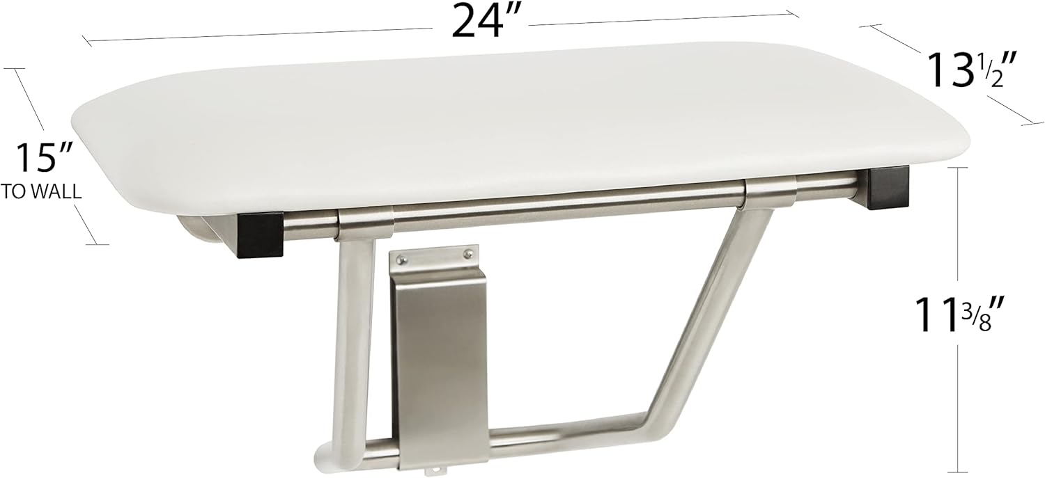 Seachrome SSB-240150-NW Shower Bench Seat, 24 in, White