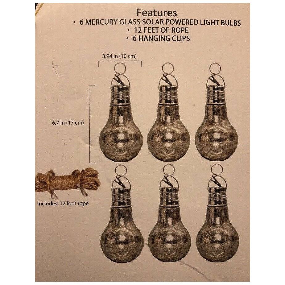 Members Mark Solar Mercury Glass Lights 6 Pack with 12 Feet of Rope