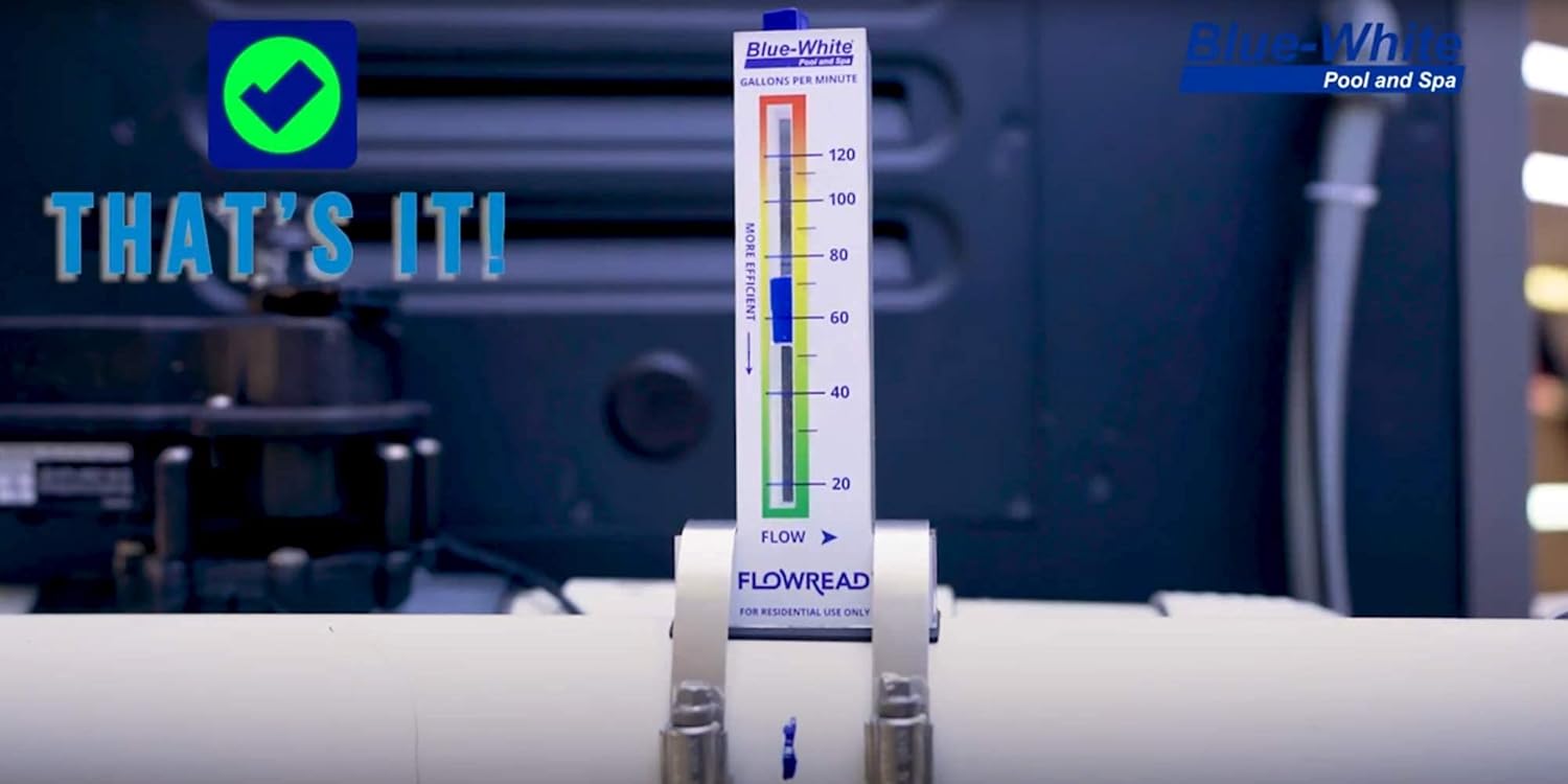 Blue-White Residential Pool Flow Meter for 2.00