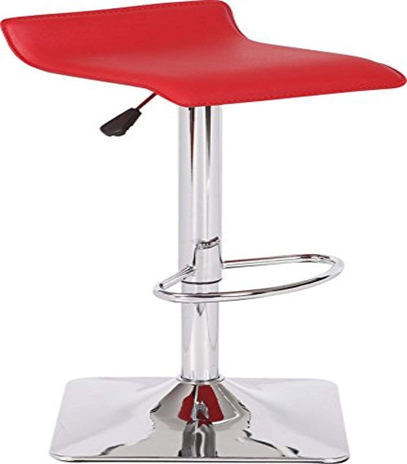 Container Furniture Direct Modern Adjustable Square Based Swivel Backless Barstool With Foot Rest, Red, Set of 2