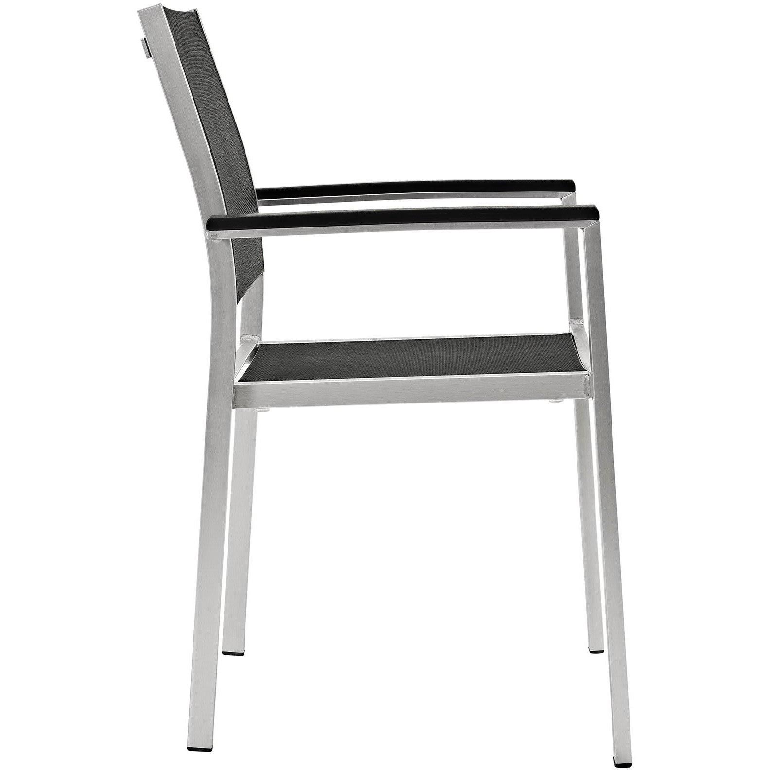 Modway Shore Aluminum Patio Dining Chair, Grey - 2 pack