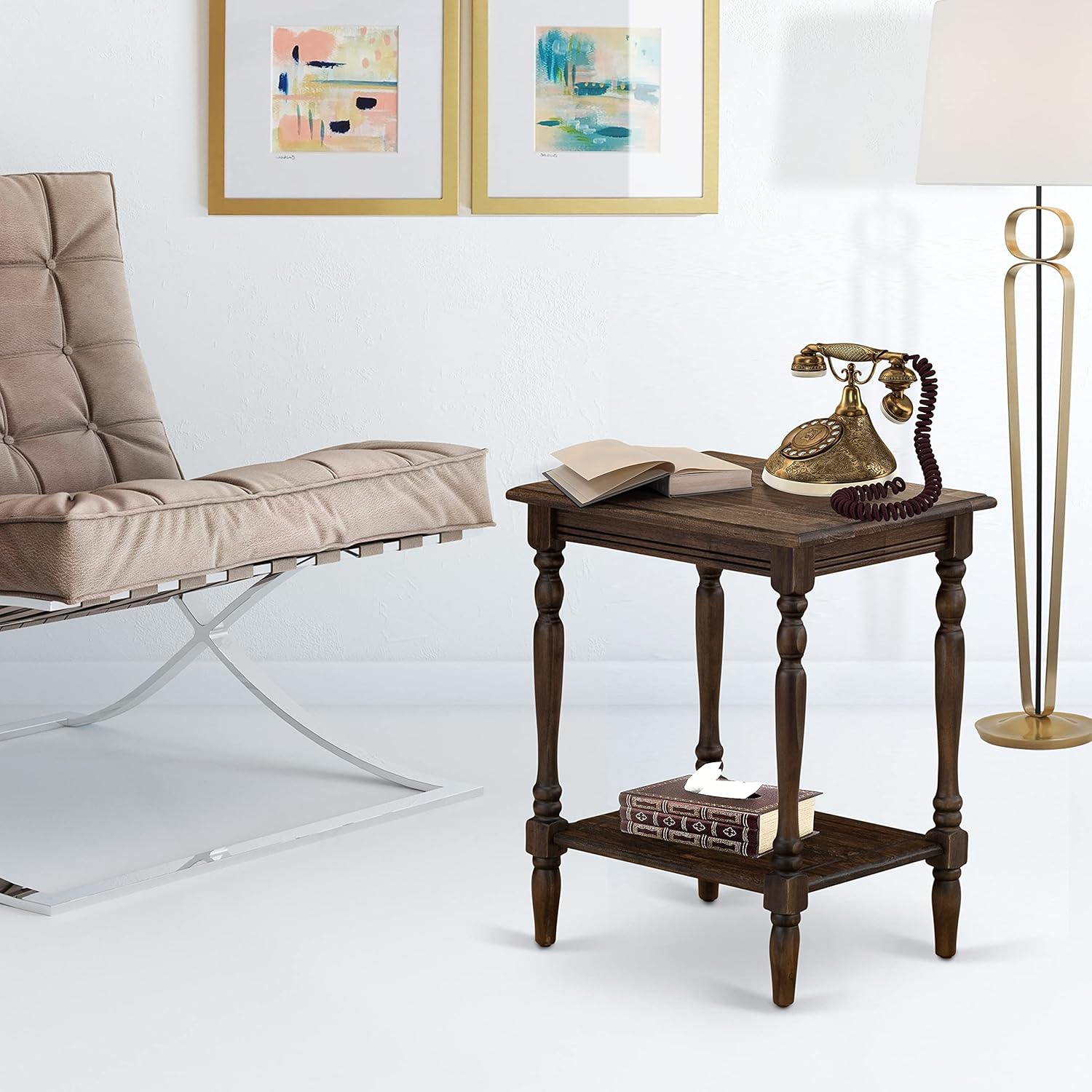 East West Furniture BF-07-ET, Medium, Distressed Jacobean Pack of 2