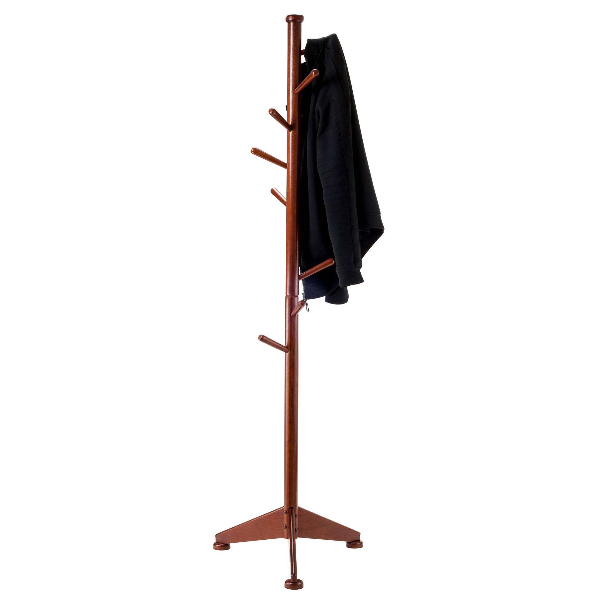 70x22 Walnut Solid Wood Coat Rack Tree with Pegs - 33832711