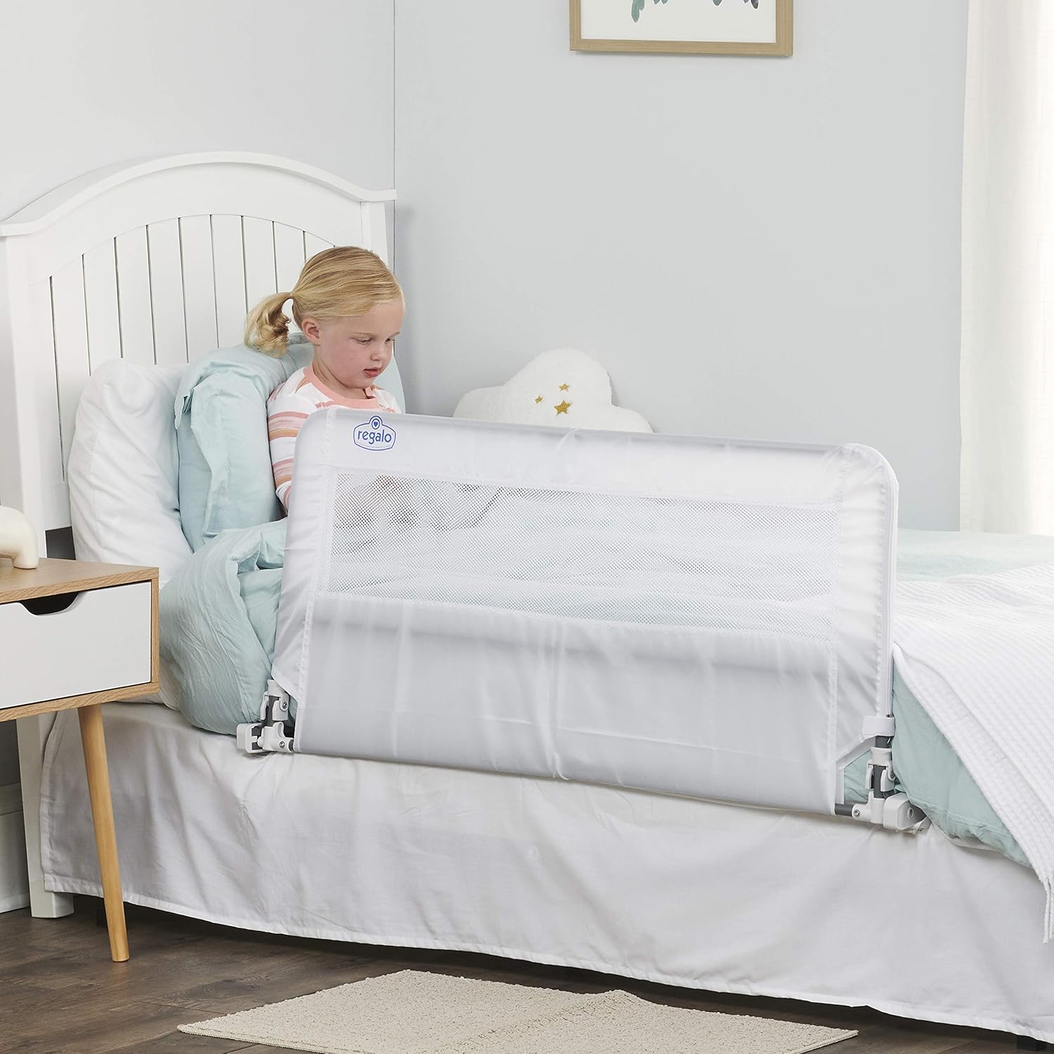 Regalo HideAway Bed Rail Guard, with Reinforced Anchor Safety System , White Pack of 2