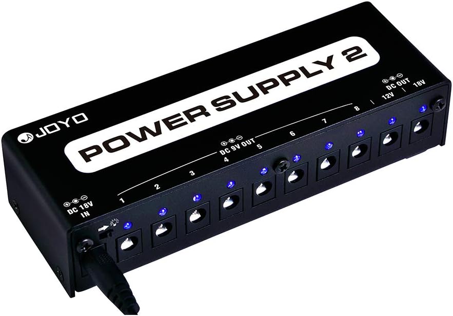 JOYO JP-02 Guitar Pedal Power Supply Pedal Board Guitar Power Supply with DC 18V Pedal Power Adapter & 9V 100mA 500mA Isolated DC Output for 9V 12V 18V Effect Pedals Pack of 2