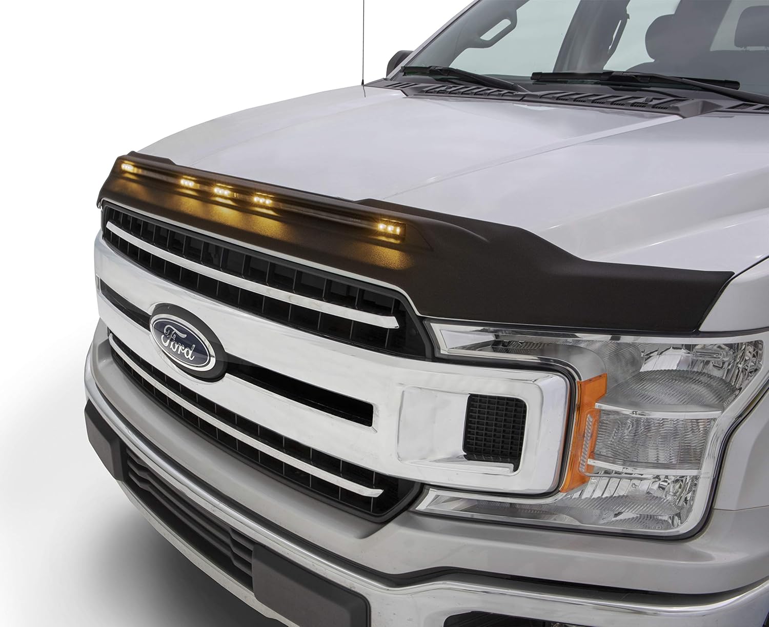 Auto Ventshade [AVS] Aeroskin Lightshield Hood Protector | Low Profile, Black, 1 pc | 753096 | Fits 2015 - 2020 Ford F-150 (Excludes Raptor Model)