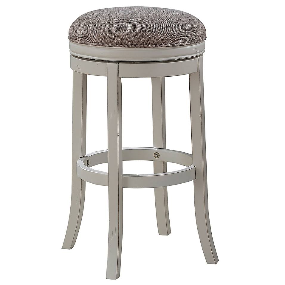 American Woodcrafters Wood Frame Backless Bar Stools, Antique White/Light Brown, 26x22