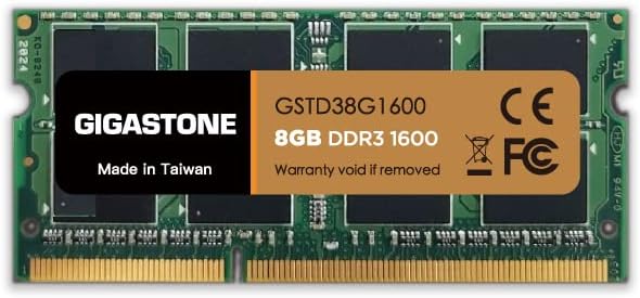 Gigastone DDR3 8GB 1600MHz PC3-12800 CL11 1.35V SODIMM 204 Pin Unbuffered Non ECC for Notebook Laptop Memory Module Ram Upgrade Pack of 2