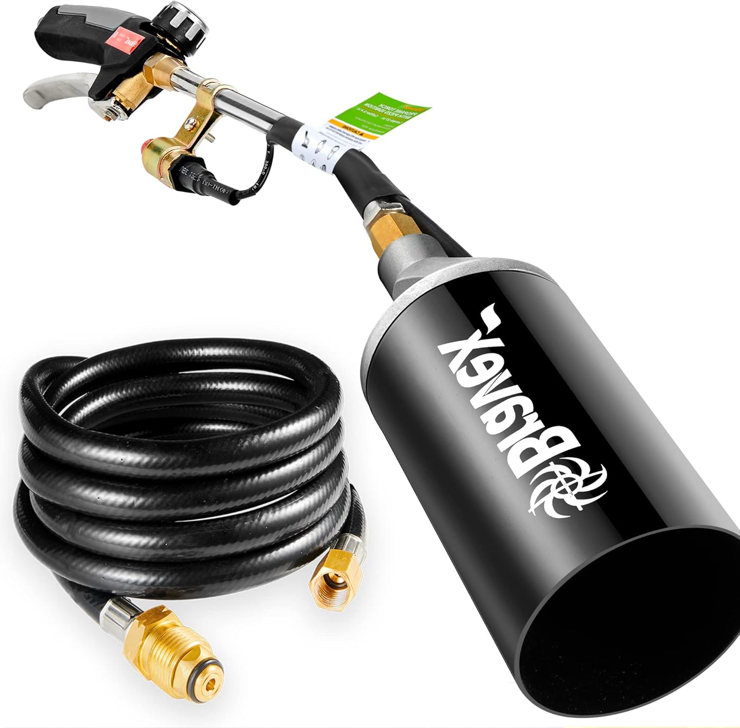 Bravex Propane Torch Weed Burner Torch Heavy Duty with Piezo Ignition High Output 500,000 BTU, Piezo Electric Ignition Weed Torch Wand with 6.5 ft Hose Ice Snow Melter For Weeds, Roofing, Roads Pack of 2