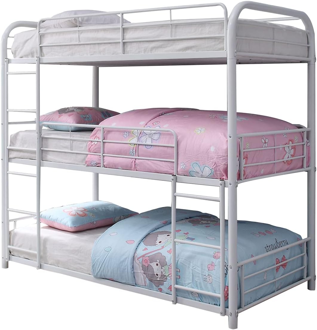 ACME Furniture Cairo Triple Twin Bunk Bed, White