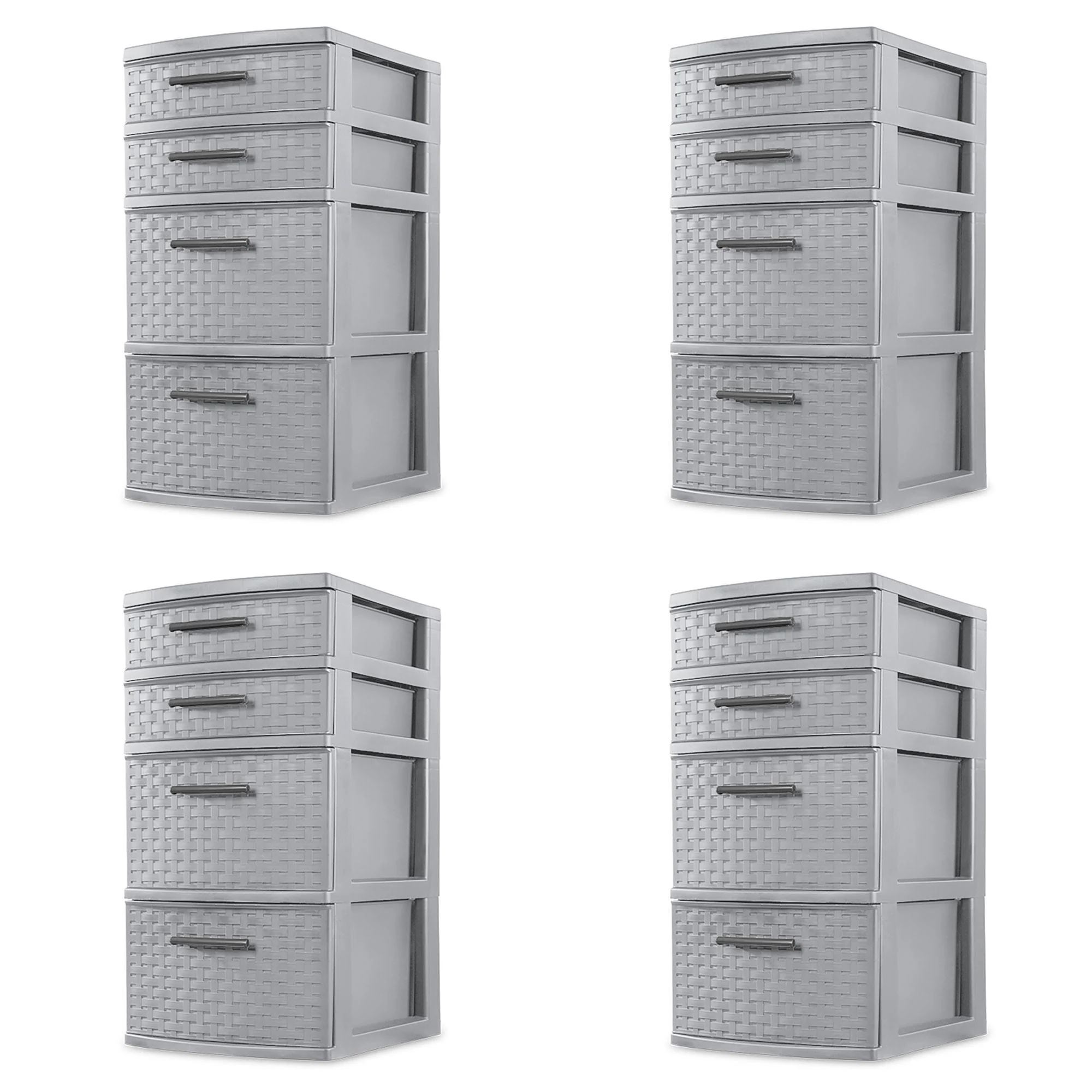 Sterilite 26226A02 Medium Weave 4 Drawer Organizer Storage Tower, Gray (4 Pack) 80841511