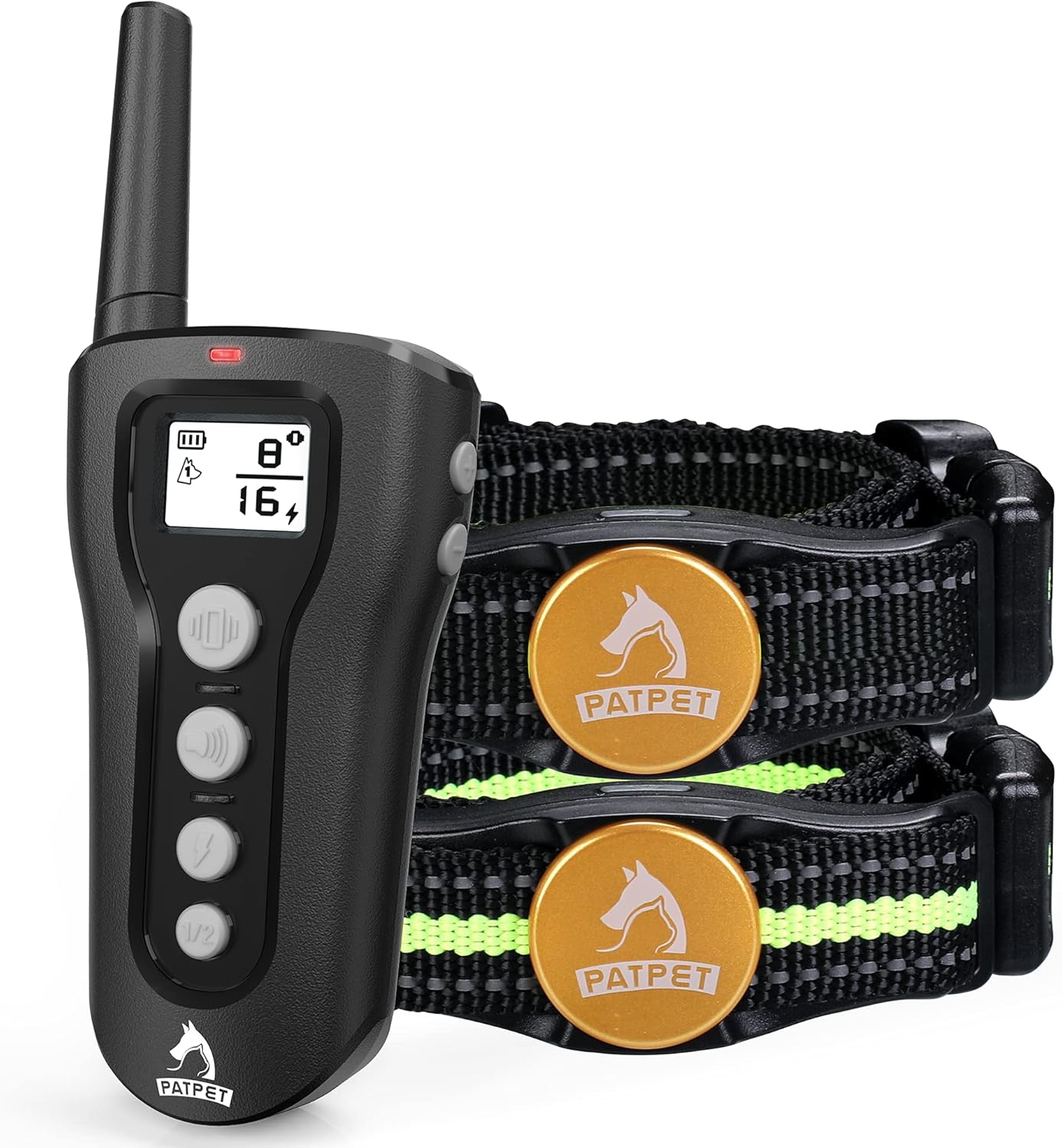 PATPET Dog Training Collar with Remote - Shock Collar for Large Medium Small Dogs with Beep Vibration Shock for 2 Dogs Pack of 2