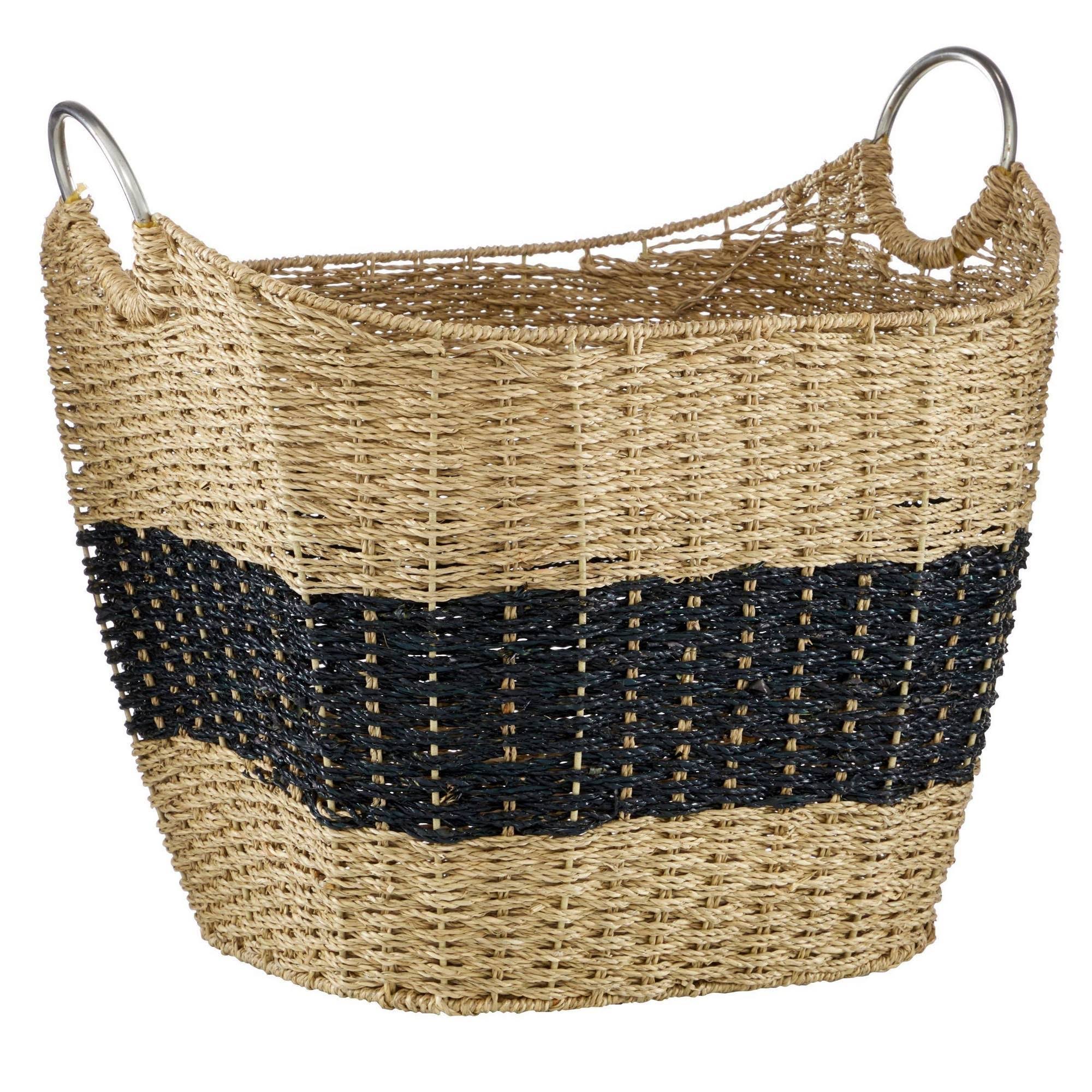 Chelsea Grove Large Seagrass Basket with Black Stripe