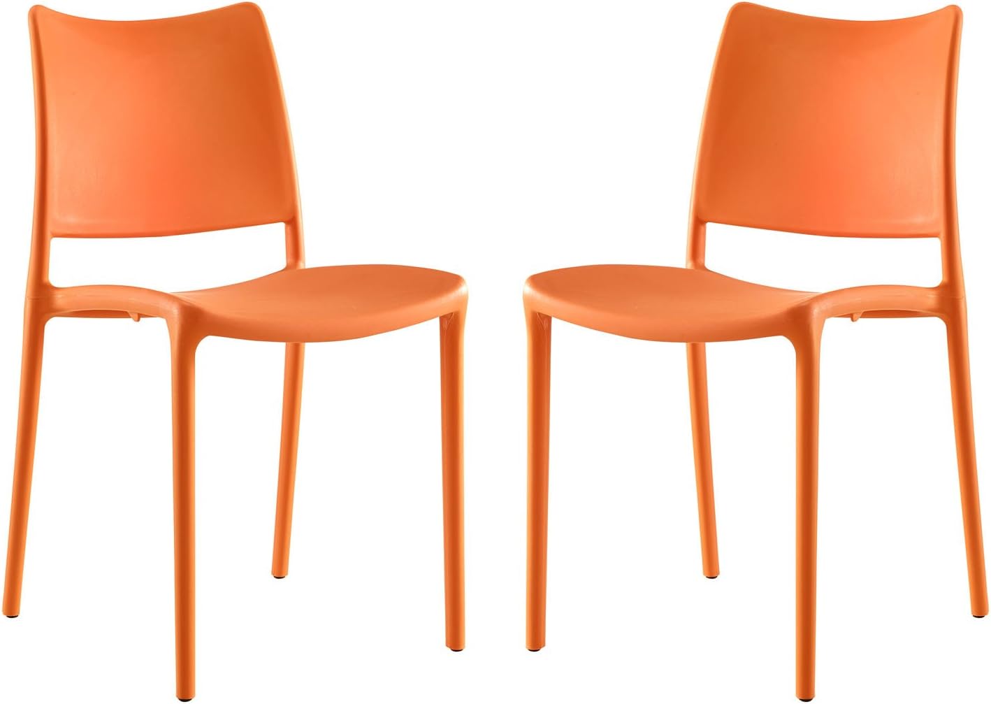 Modway Hipster Contemporary Modern Molded Plastic Stacking Four Dining Chairs in Green