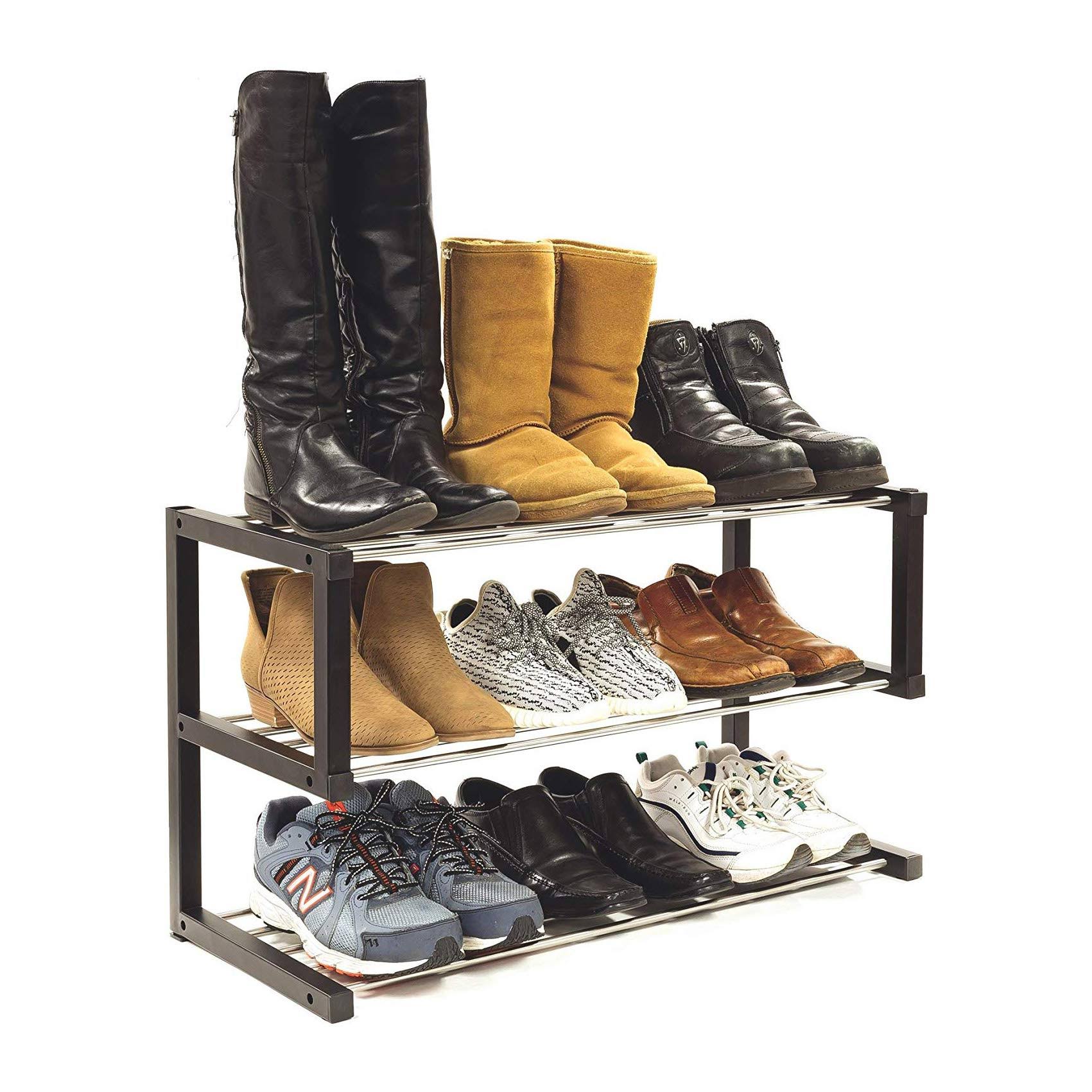 Allspace 3-Tier Shoe Storage Rack Up to 12 Pairs Stackable,Sturdy Metal - 240078