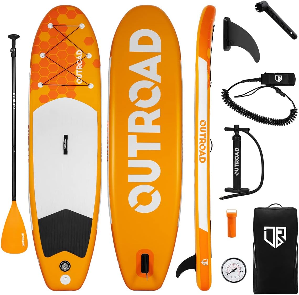 Max4out Premium Stand Up Inflatable Paddle Board with Premium sup Accessories & Backpack, Non-Slip Deck, Waterproof Bag, Leash, Paddle,Hand Pump,Barometer and Surf Control Fin (Blue/Orange)