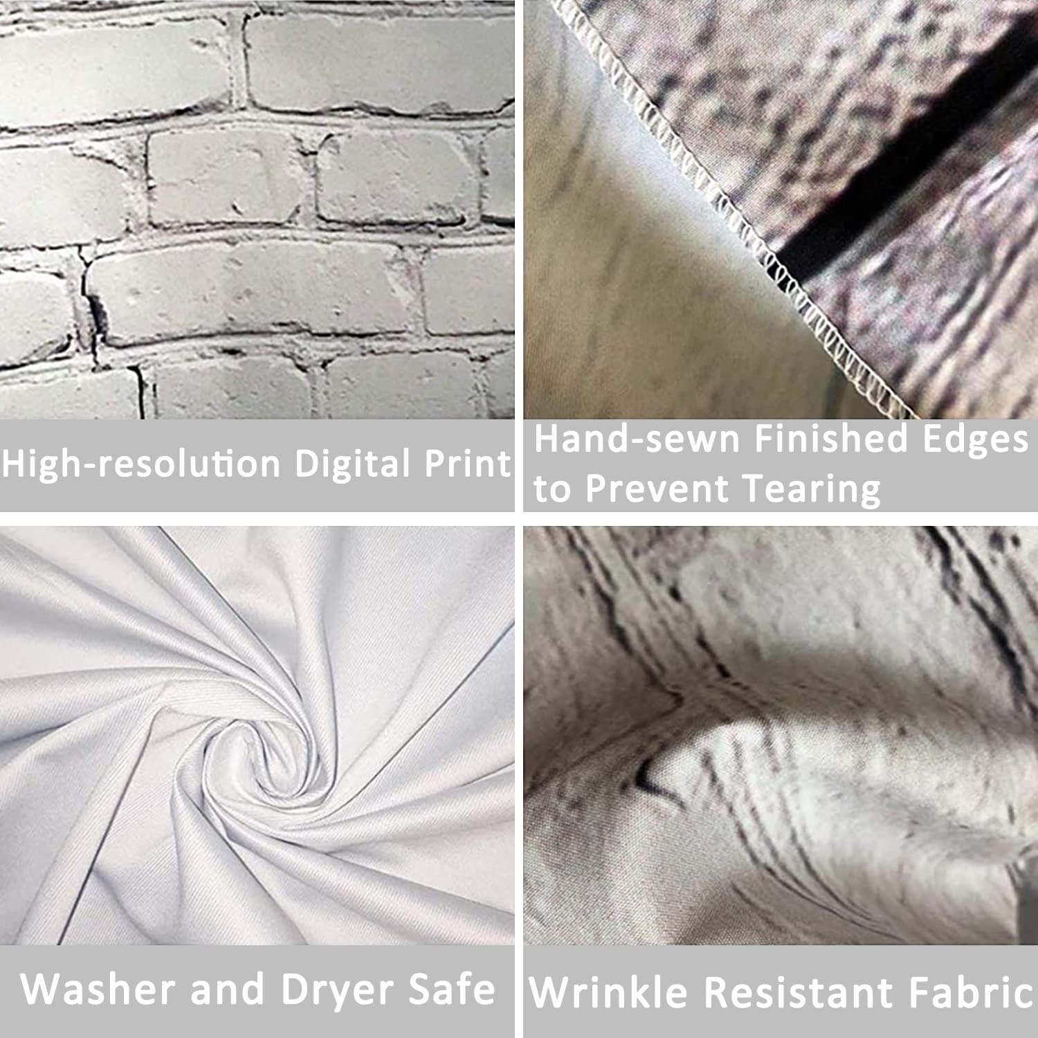 Allenjoy 5x7ft White Brick Wall with Grey Wooden Floor Photography Backdrop Photo Background for Newborn Baby Photoshoot Props