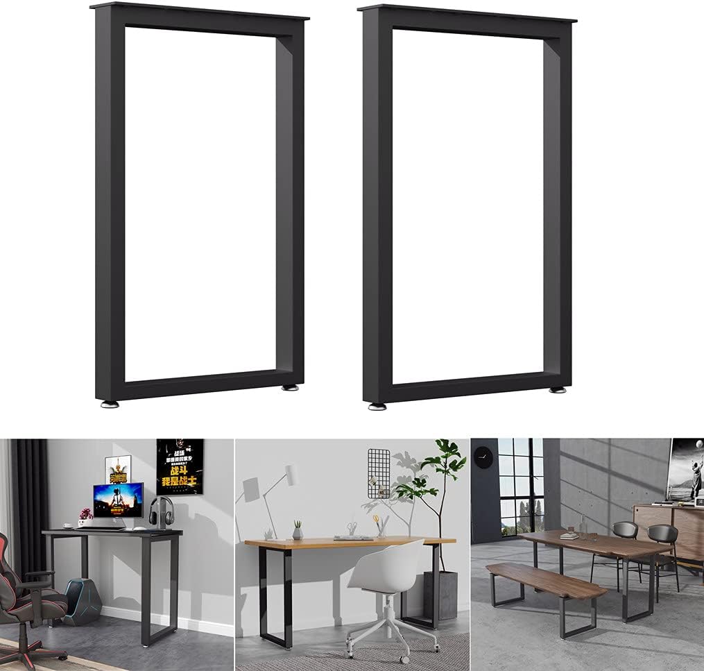 Black Table Leg Metal Desk Legs 28''H,Heavy Duty Metal Table Legs Adjustable Furniture Legs for Office Desk, Computer Desk, Dining Table(Set of 2)