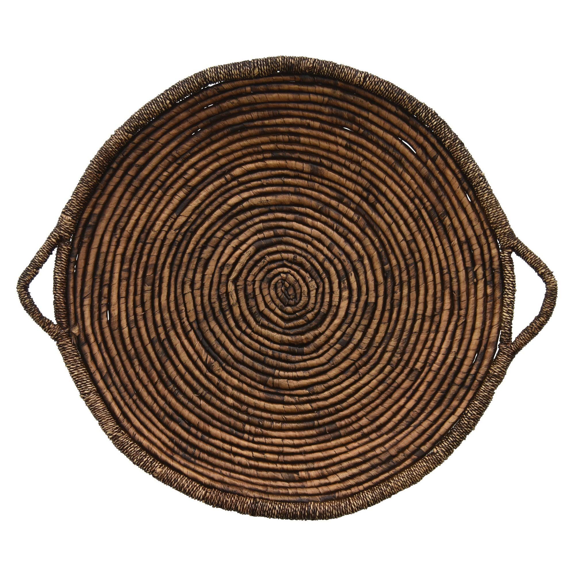 Grey Water Hyacinth Tray in Brown Natural Fiber 32in L x 32inW x 4inH