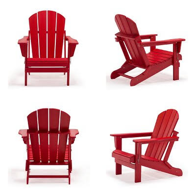 Elland Plastic/Resin Folding Adirondack Chair Loon Peak Color: Red
