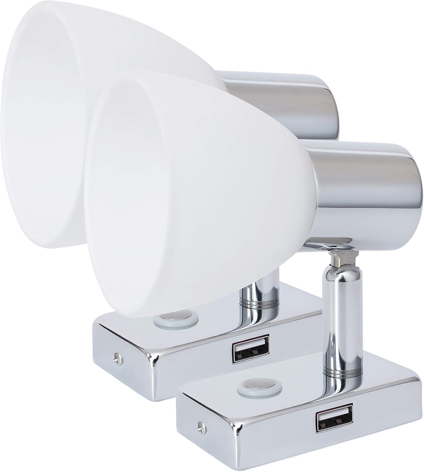 12V Reading Light LED RV Interior 3W with USB Port (5V/2A) Bedside, Designed for Reading, Boat, Yacht, and Caravan,Touch Switch Dimmable Warm Two Pack(Nickel 2X A2-USB)