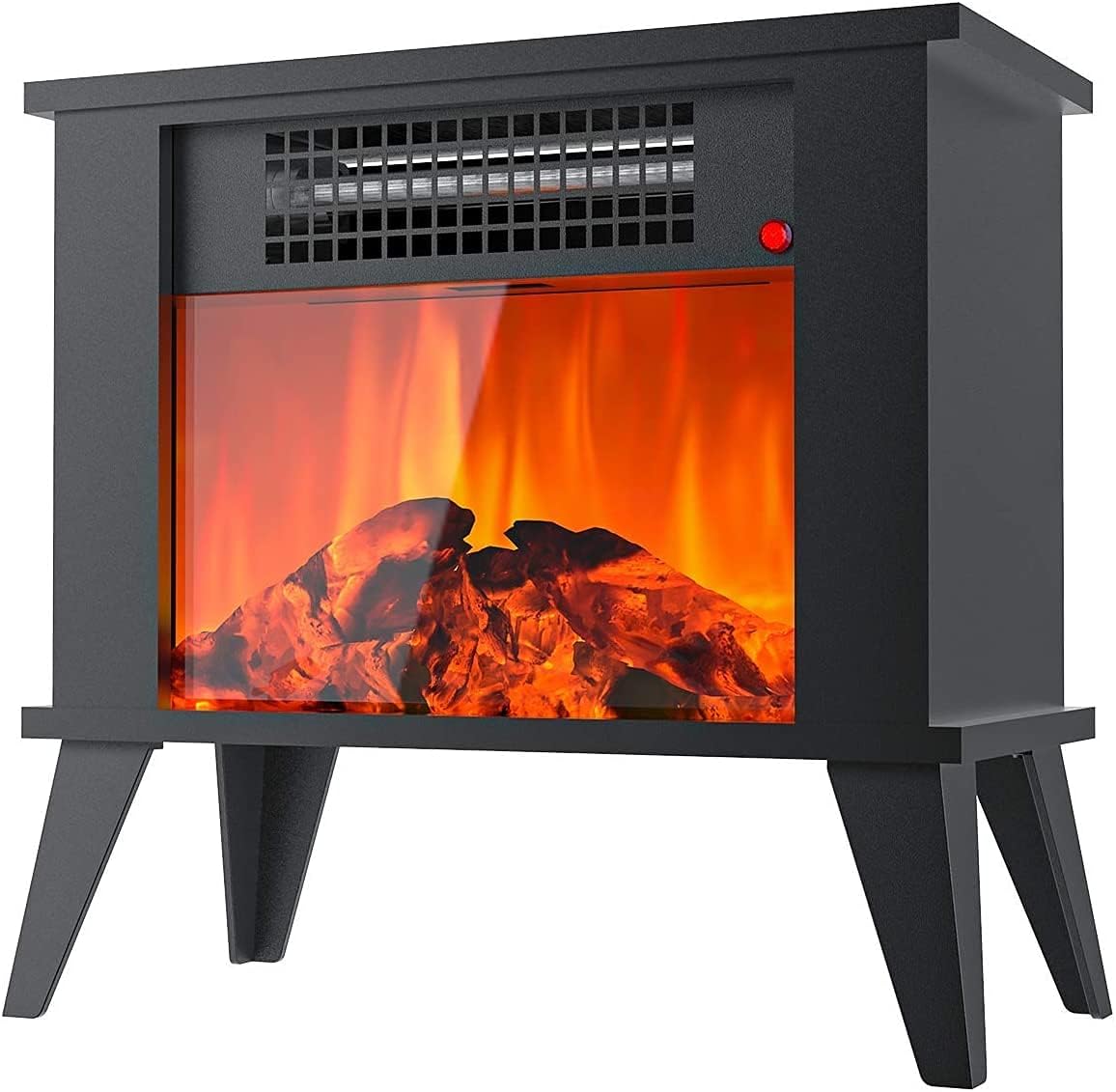 PELOEMNS Electric Fireplace Stove, Freestanding Fireplace Stove, Desktop Electric Fireplace Heater with Overheating Protection& Tip-Over Protection, 1000W, Black (with Detachable Legs) Pack of 2