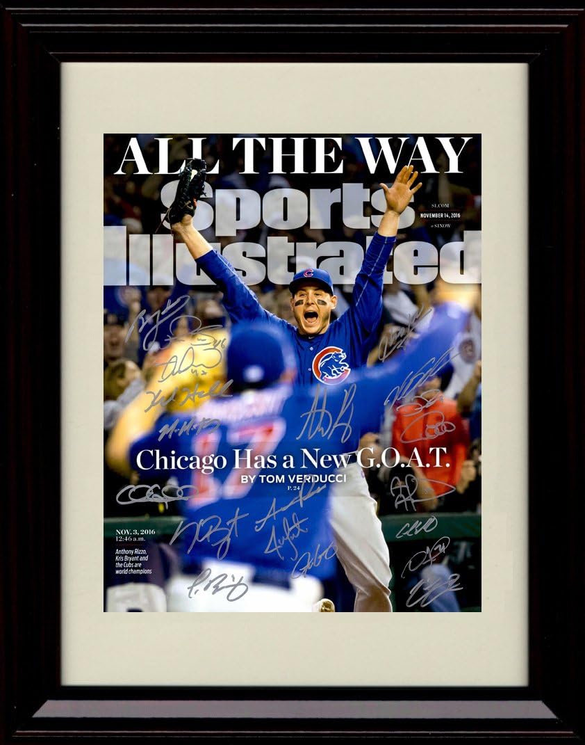 Framed Anthony Rizzo and Kris Bryant SI Autograph Replica Print - 2016 Champs! - Team Signed Pack of 2