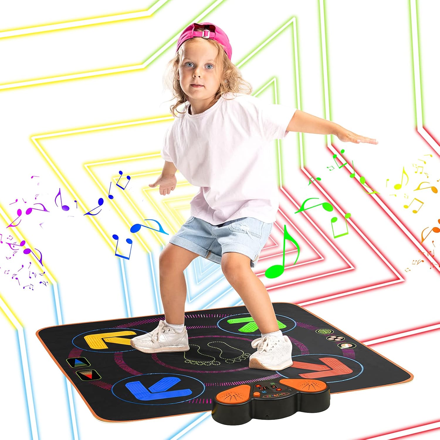 Let Me Be Dancing with Arrow Illuminated Dance Mat, Memory/Follow/Free Modes, Memory Volume, AUX/Built-in Music, Anti-Slip Music Game Playmat, Dance Toy Gift for Kid Age of 3+(35