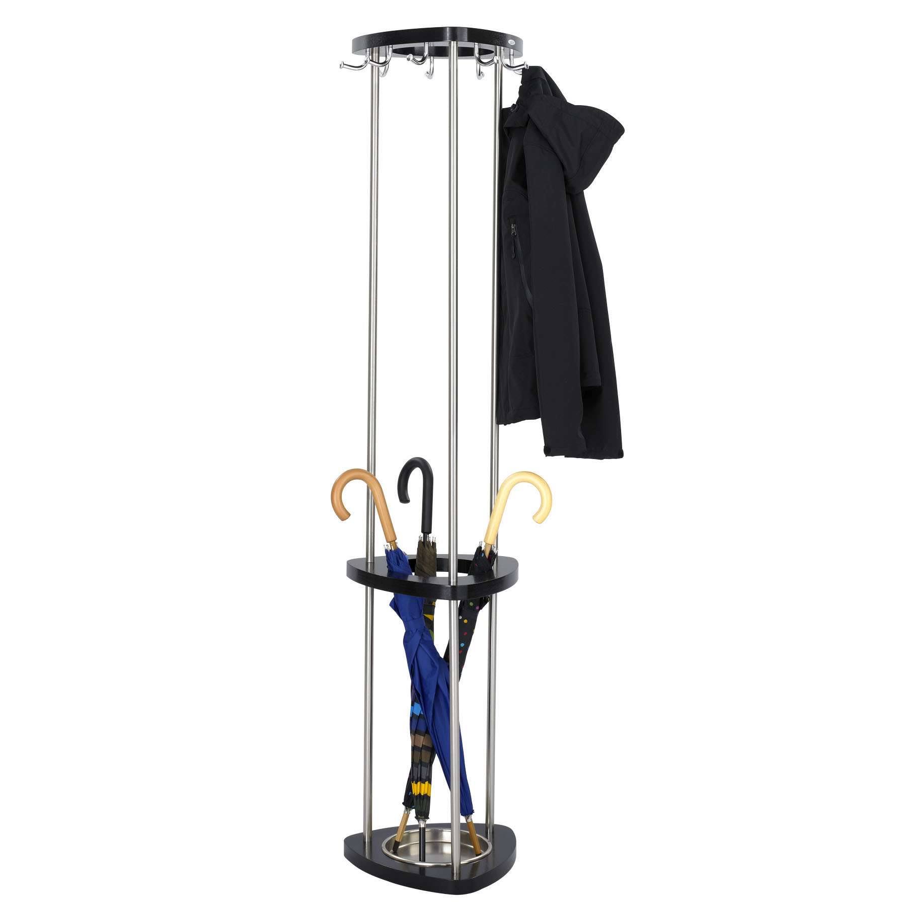 Safco Mode Wood Costumer with Umbrella Rack - Black
