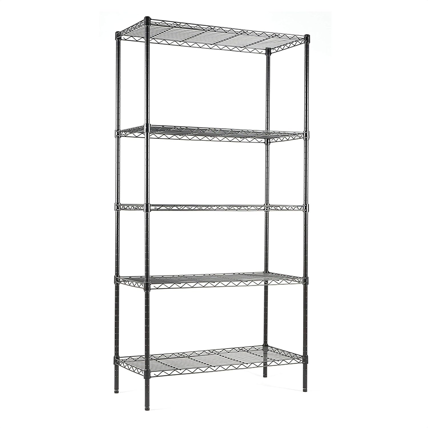 EFINE USA 5-Shelf Shelving Unit, Adjustable, Heavy Duty Carbon Steel Wire Shelves, 150lbs Loading Capacity Per Shelf, Shelving Units and Storage for Kitchen and Garage (30W x 14D x 60H) Black
