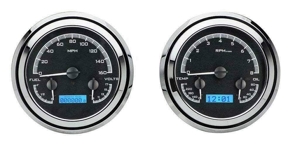 Dakota Digital 1953-55 Ford F100 Analog Gauges Black Alloy Blue VHX-53F-PU-K-B