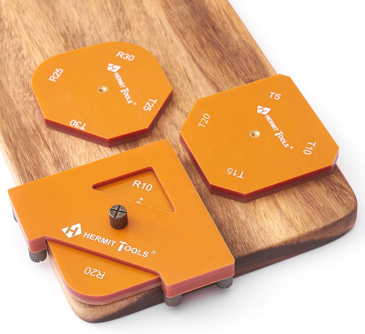 HERMIT TOOLS 12 in 1 Corner Jig Template for Router/Trimmer R5 R10 R15 R20 R25 R30, T5 T10 T15 T20 T25 T30 Half Round Corner Radius Quick-jig Pack of 2