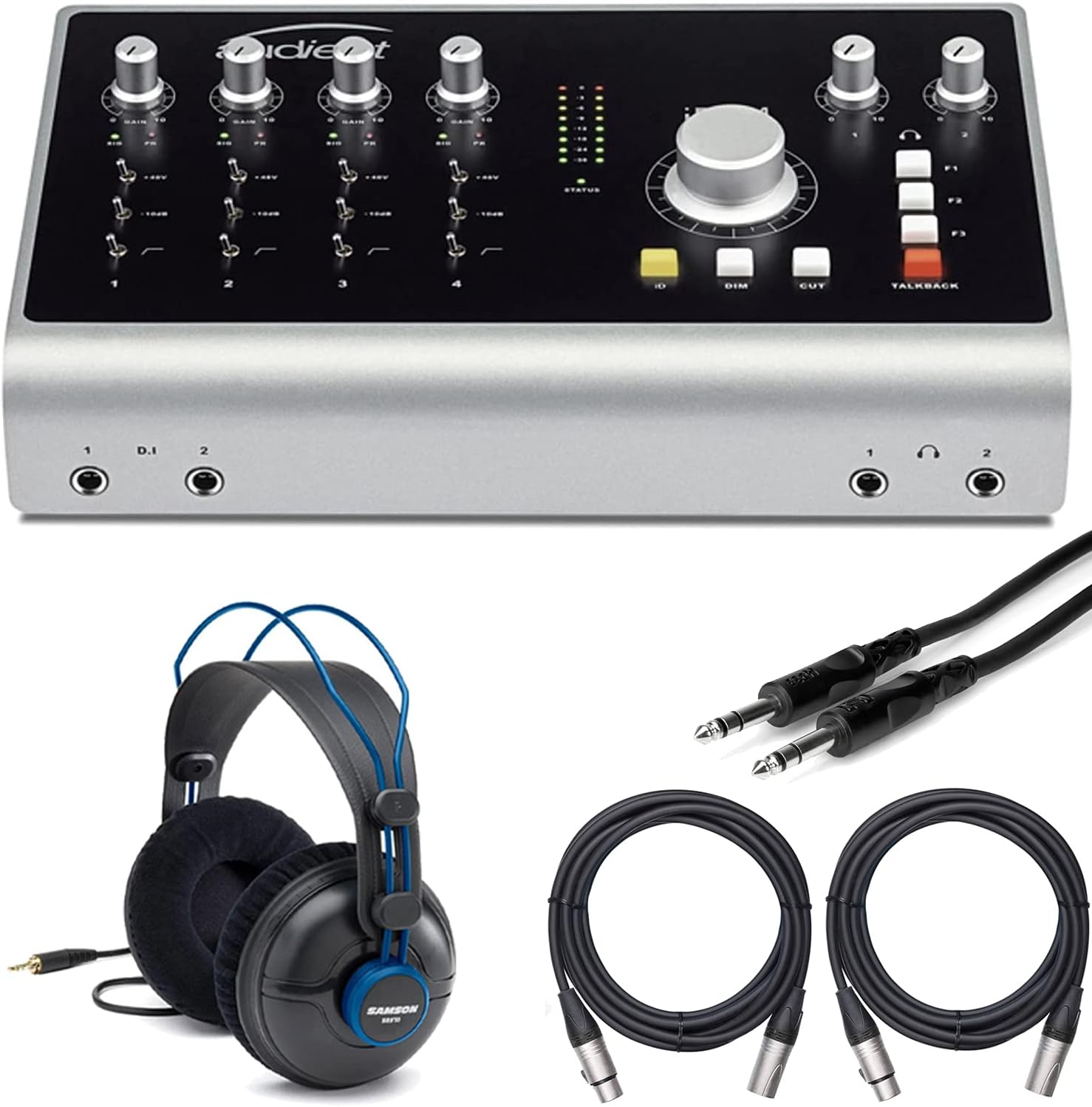 Audient Audio iD44 20-In/24-Out High Performance Audio Interface + Samson SR970 Reference Headphones + 2 XLR Cables + Hosa TRS Cable