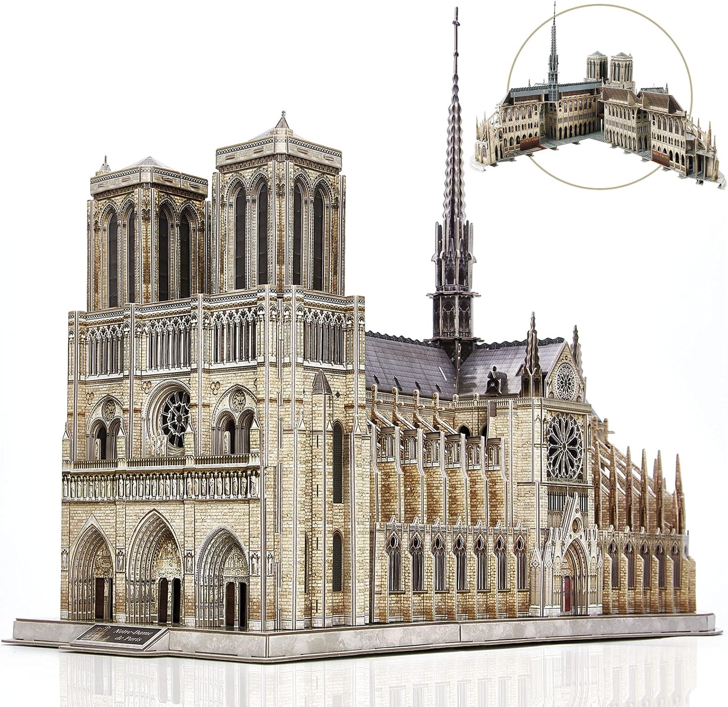 CubicFun 3D Puzzle for Adults Moveable Notre Dame de Paris Church Model Kits Large Challenge French Cathedral Brain Teaser Architecture Building Puzzles, 293 Pieces Pack of 2