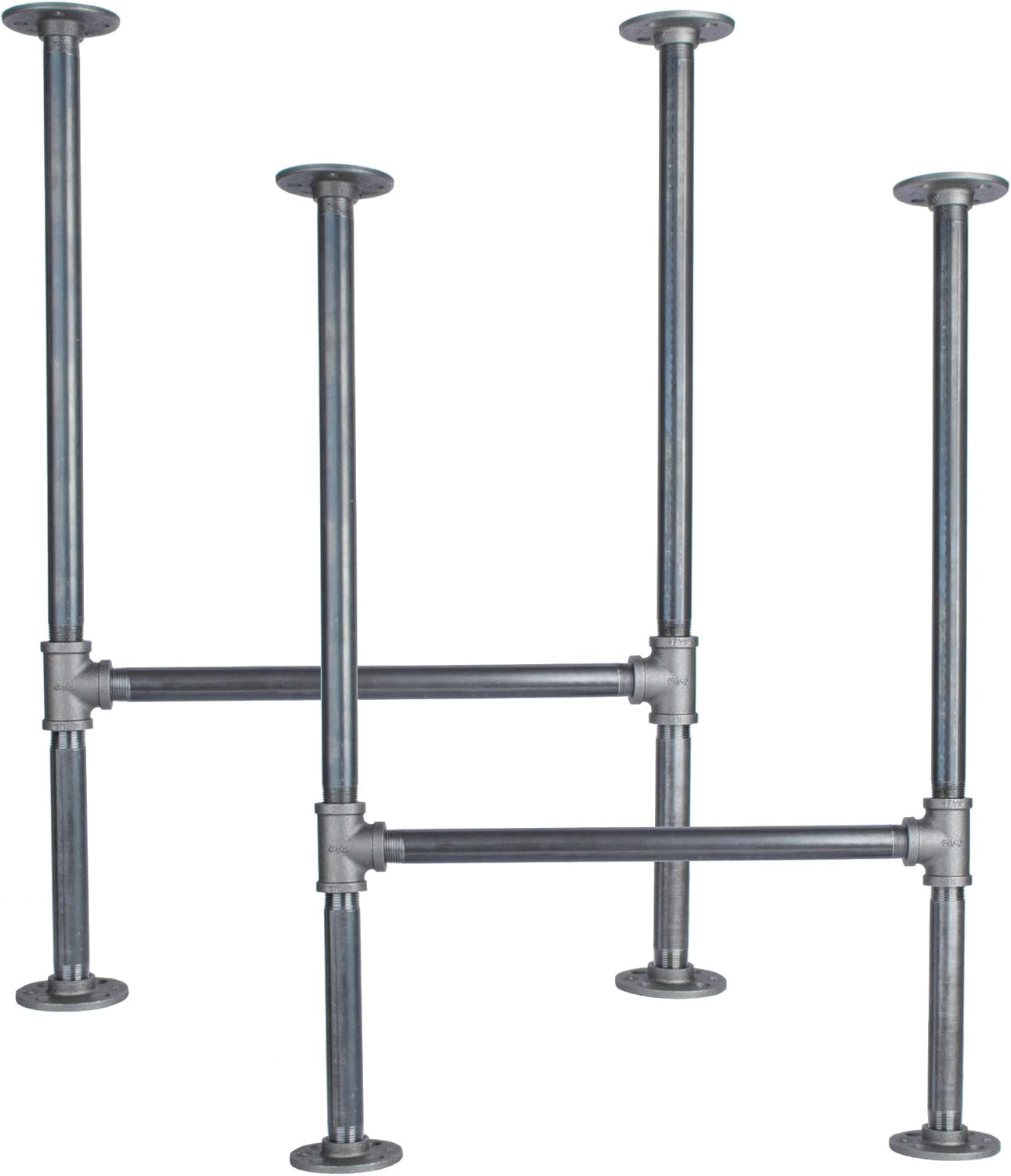 Pipe Décor Desk Outside Leg Set, Authentic Industrial Pipe, Unfinished Dark Grey Black Steel for Rustic Look, Classic H Design, 28.75-in H x 21.5-in W, 3/4-in Diameter, 2-Pk Pack of 2