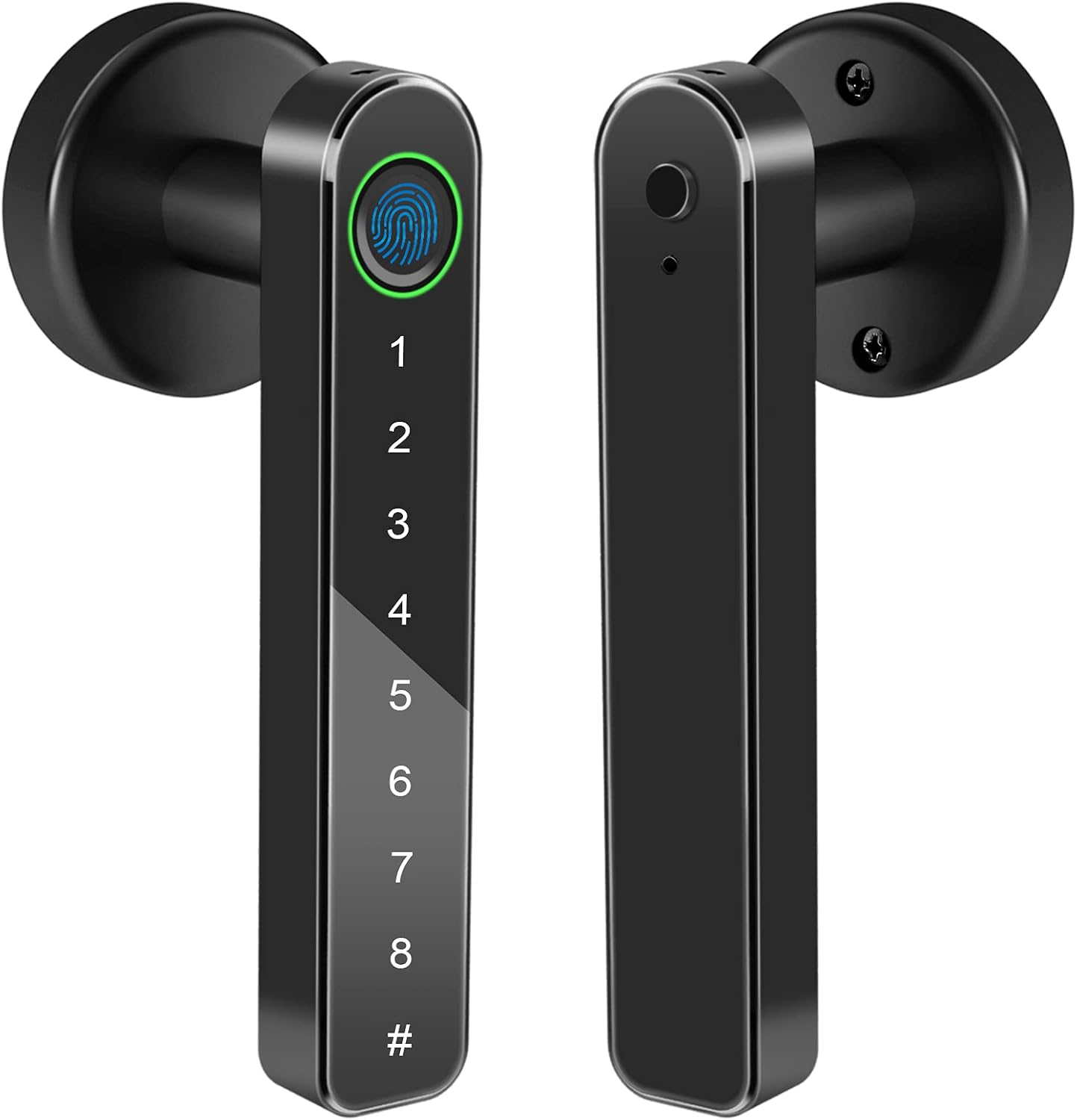 AIT Smart Fingerprint Door Lock , Biometric Door Lock with Handle, Keyless Entry Door Lock with Keypad, Electronic Deadbolt for Airbnb, Home, Apartments and Offices,Sliver Pack of 2