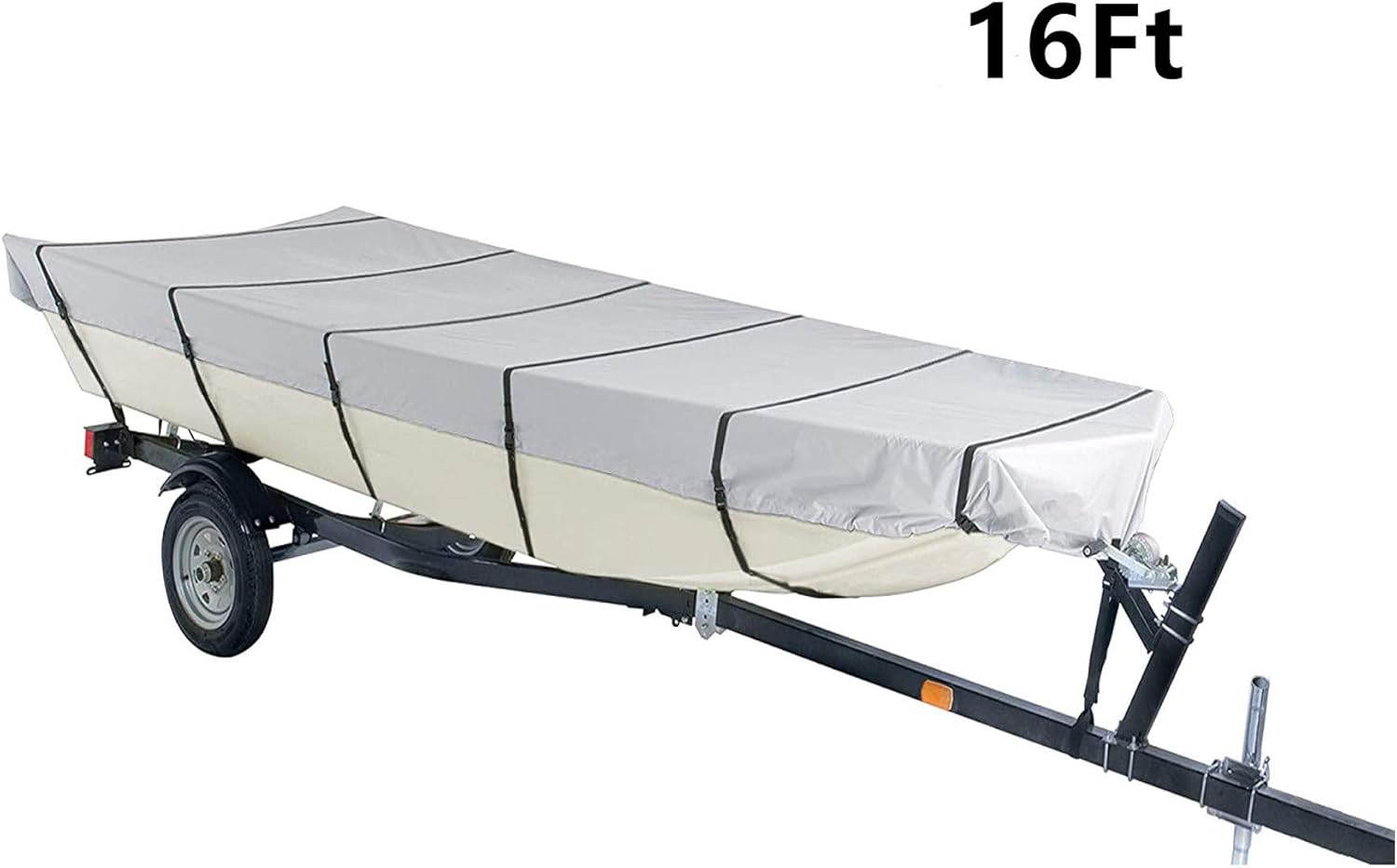 munirater 16Ft Boat Cover Waterproof Heavy Duty Trailerable Replacement for Jon Boat Grey Pack of 2
