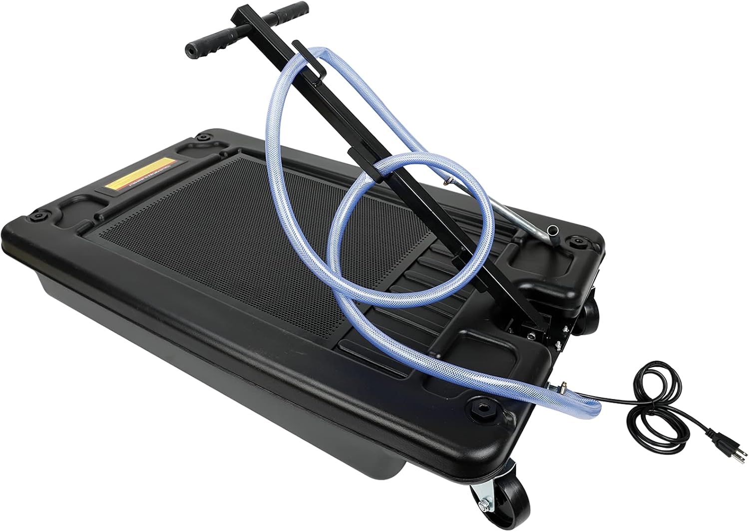 SUPERFASTRACING 17 Gallon Low Profile Roll Around Oil Drain Pan with 110V Electric Pump 8'' Hose