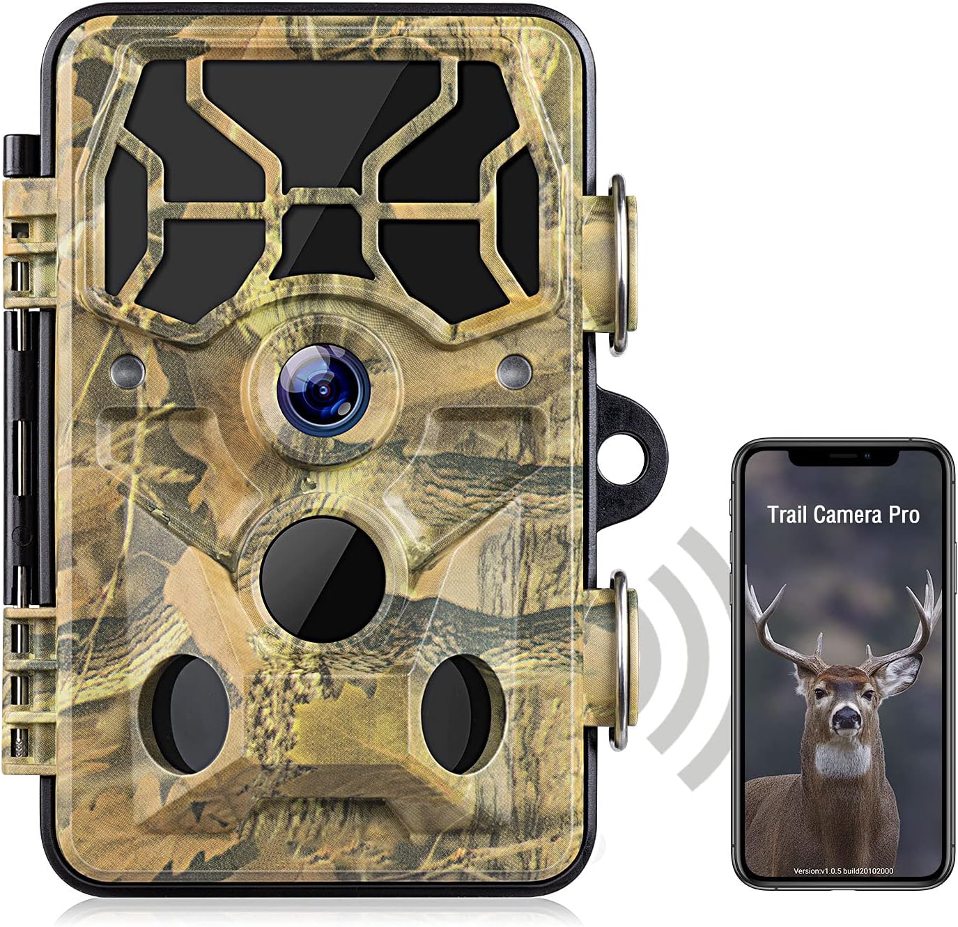 WiFi Trail Camera-Bluetooth 1296P 20MP Hunting Game Camera with Night Vision Motion Activated for Wildlife Monitoring Waterproof IP66