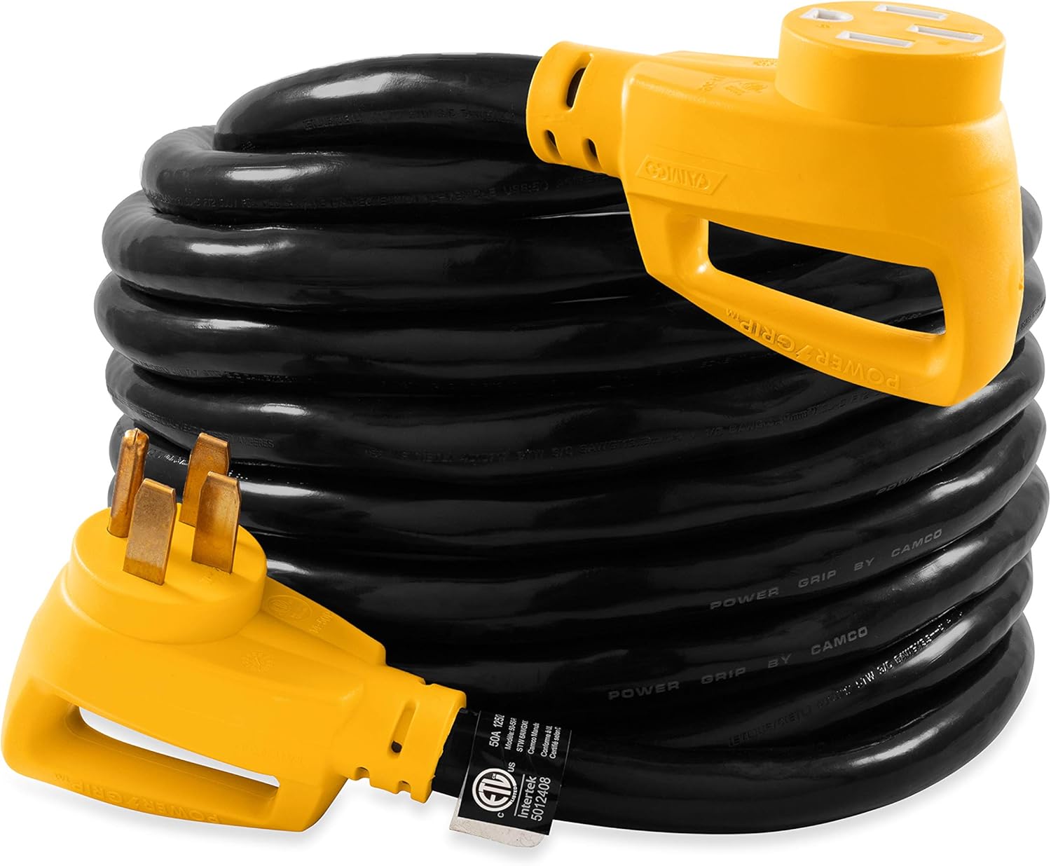 Camco 55195 30' PowerGrip Heavy-Duty Outdoor 50-Amp Extension Cord for RV | Allows for Additional Length to Reach Distant Power Outlets | Built to Last