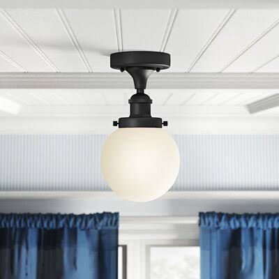 Chippewa 1 -Light 6x22 Semi Flush Mount Three Posts Fixture Finish: Matte Black, Shade Color: Matte White, Bulb Type: Incandesce