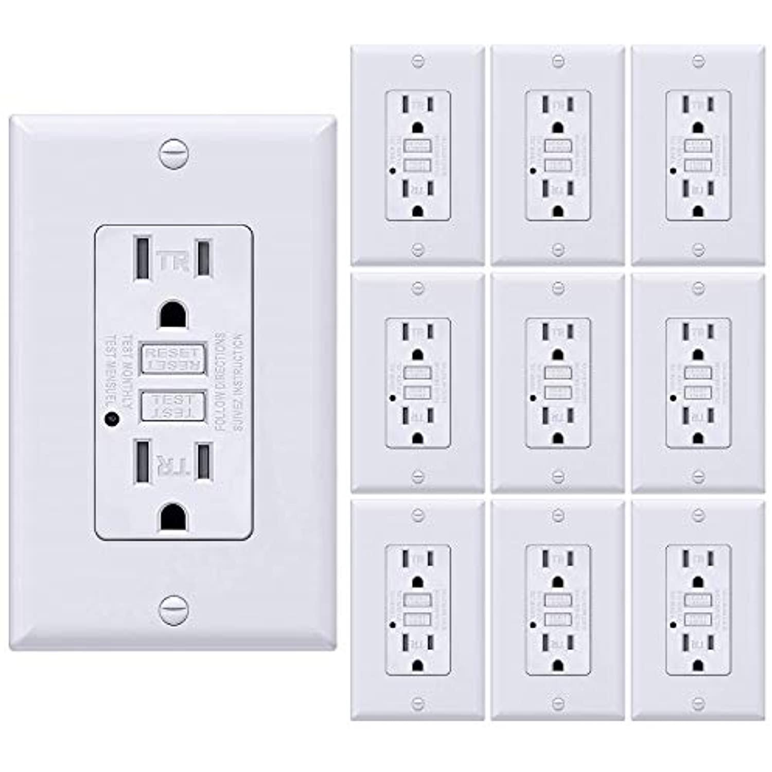 [10 Pack] Bestten 15 Amp GFCI Outlet, Tamper-Resistant (TR) GFI Receptacle with - New