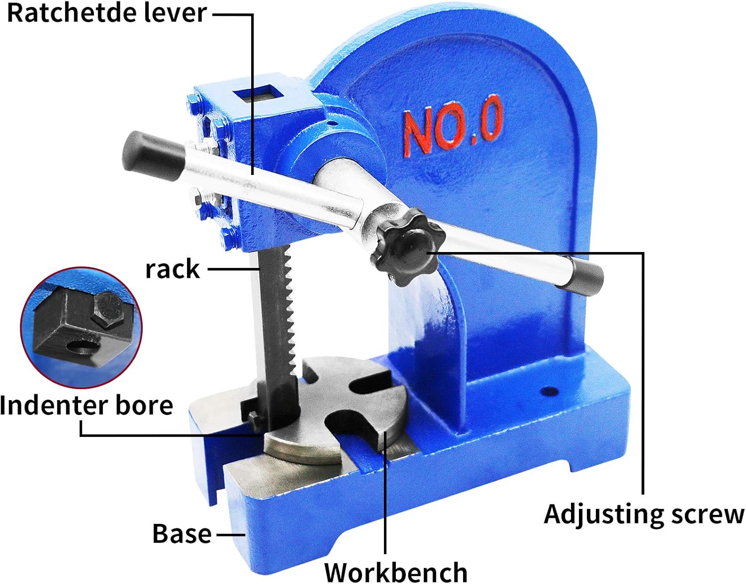 PNBO Manual Arbor Press 0.5 Ton,Heavy Duty Desktop Punch Press Machine for Riveting Punching Holes