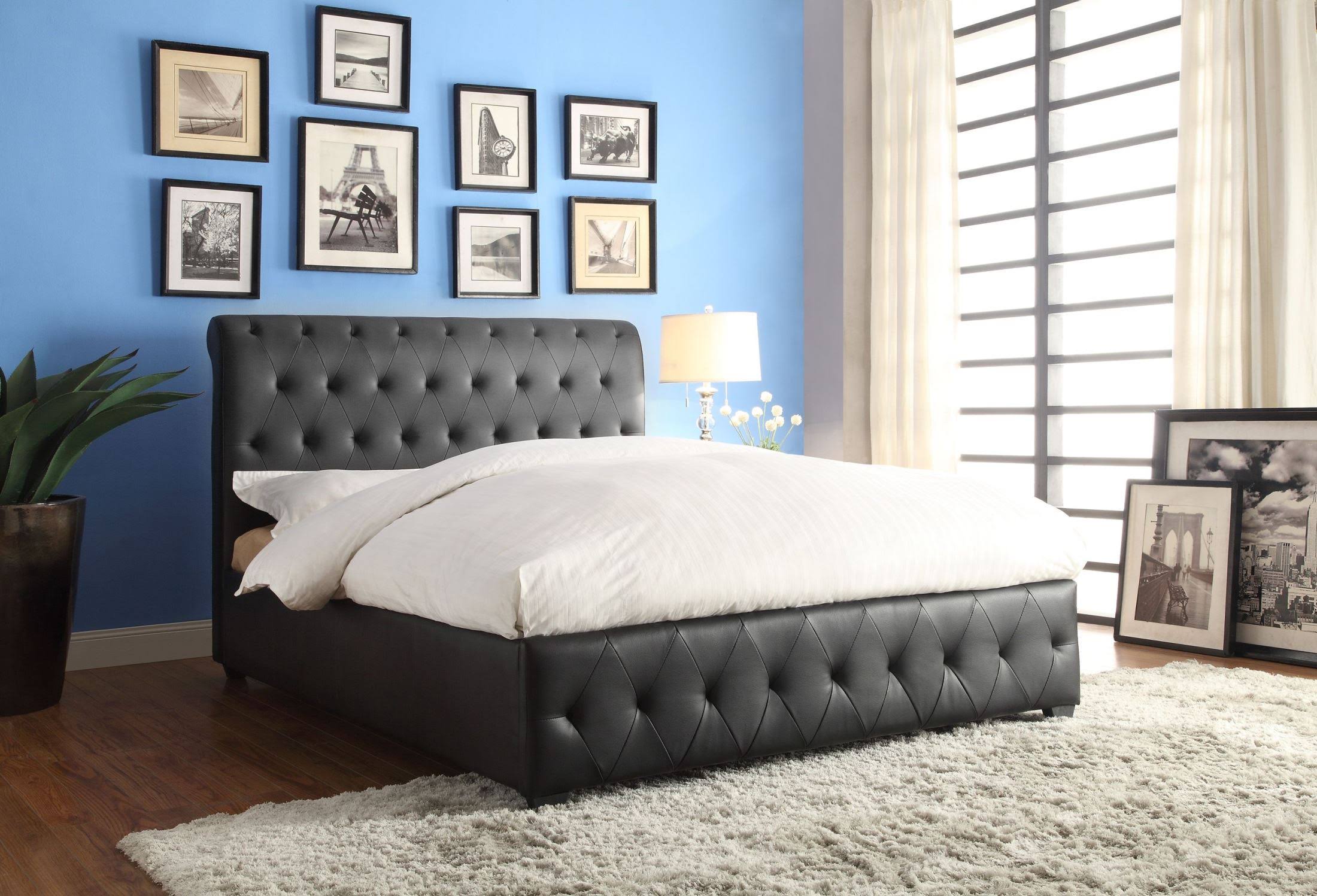 Homelegance Baldwyn Bed in Black Bi-Cast Vinyl - Full