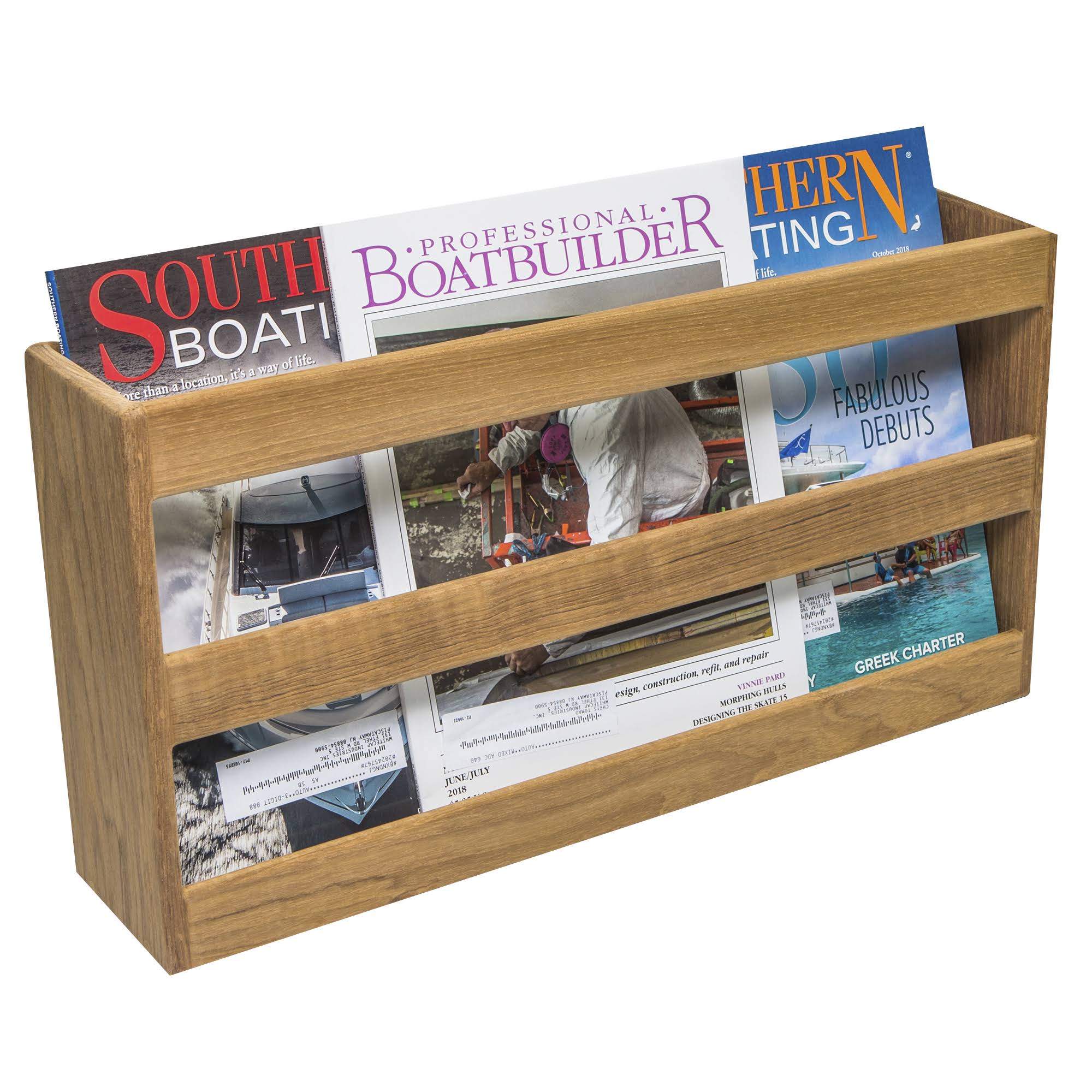 Whitecap - Teak Double-Wide Magazine Rack