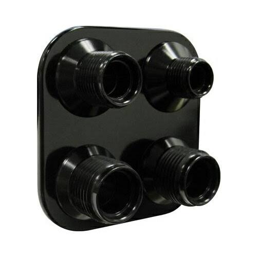 Vintage Air 389800 4-Way Bulkhead Plate, Black, 8-10 Male O-Ring