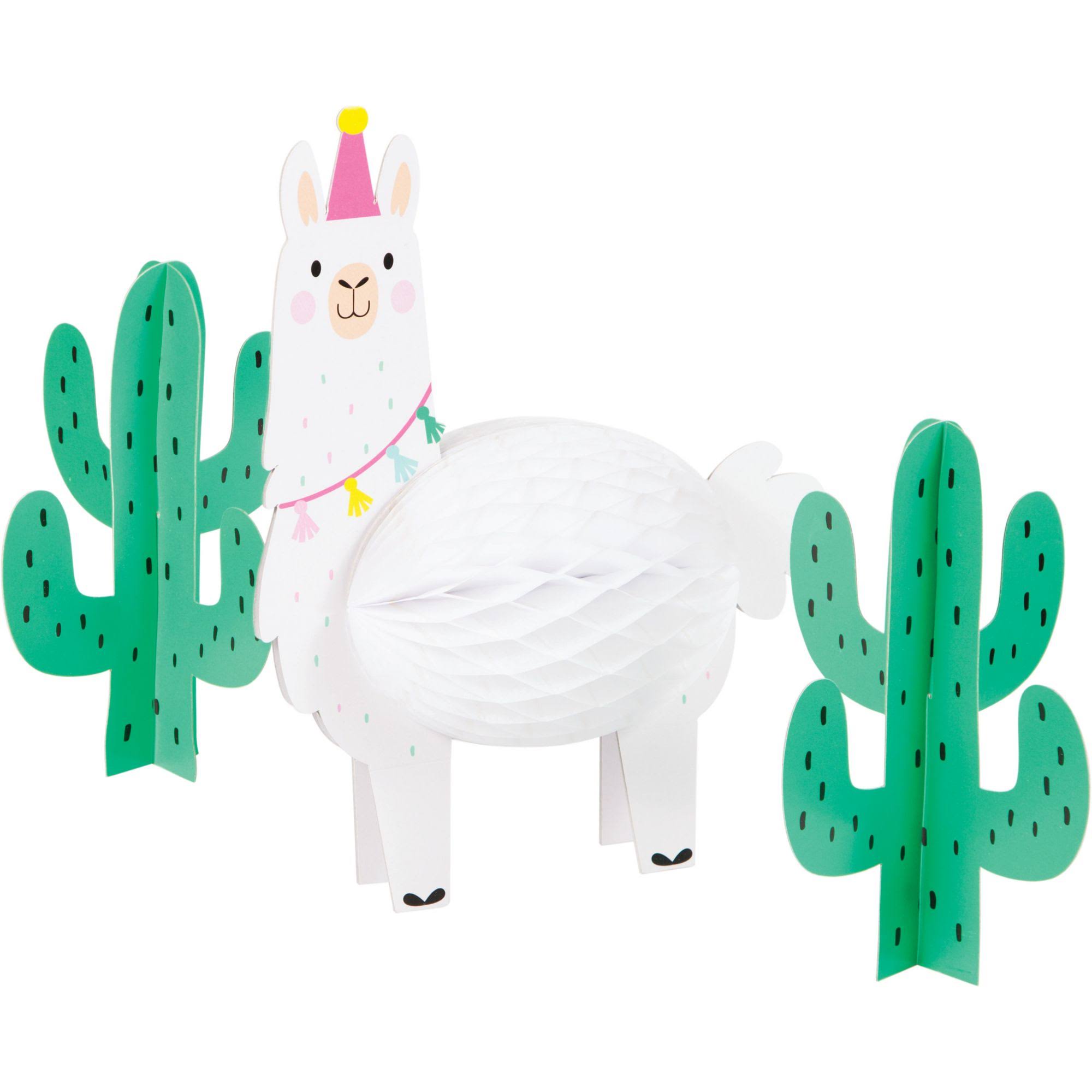 Party Central Pack of 6 White and Green Llama Party Centerpieces 10x22